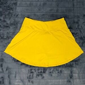 Pinspark Womens Yellow Athletic Skort Tennis Golf Skirt Built-in Shorts Size M